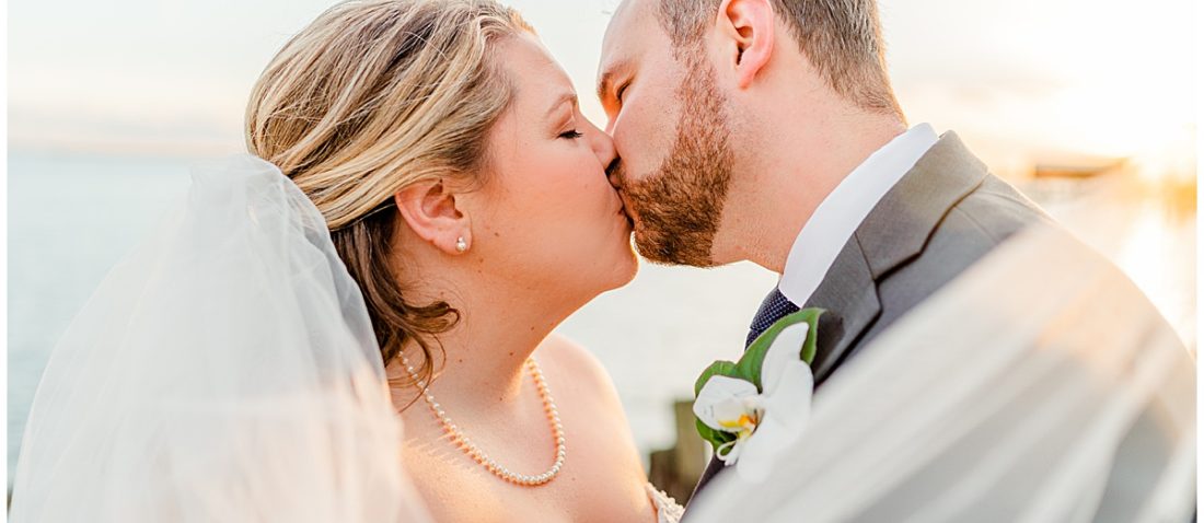 Wedding couple kiss